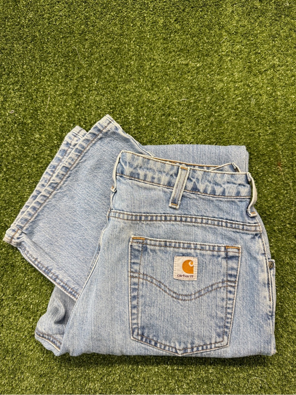 Carhartt Women's Relaxed Fit Straight Leg Cotton Denim Jeans WB160 Light Wash 10